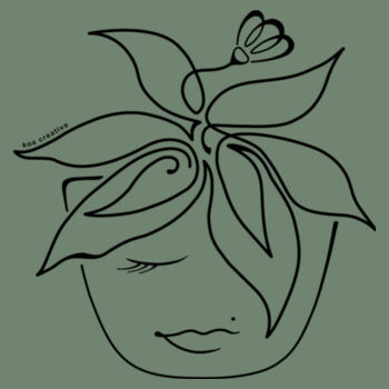 Blooming Pot Plant - Womens Maple Tee - Black Print Design