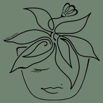 Blooming Pot Plant - Womens Mali Tee - Black Print Design