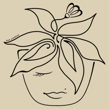 Blooming Pot Plant - Medium Calico Bag - Black Print Design