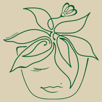 Blooming Pot Plant - Medium Calico Bag - Green Print Design