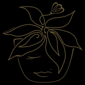 Blooming Pot Plant - Womens Shallow Scoop Tee - Khaki Print Design