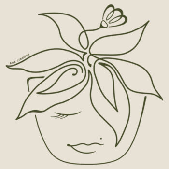 Blooming Pot Plant - Womens Mali Tee - Olive Print Design