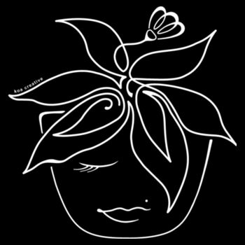 Blooming Pot Plant - Womens Mali Tee - White Print Design
