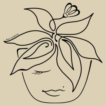Blooming Pot Plant - Small Calico Bag - Black Print Design