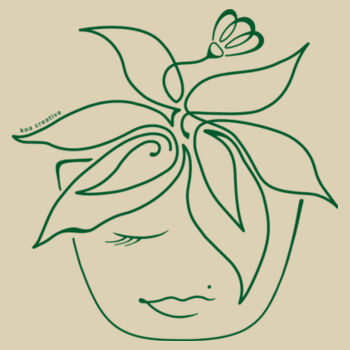Blooming Pot Plant - Small Calico Bag - Green Print  Design