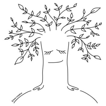 Tree Healing - Womens Shallow Scoop Tee - Black Print Design