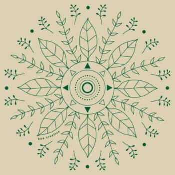 Leaf Mandala - Medium Calico Bag - Green Print Design