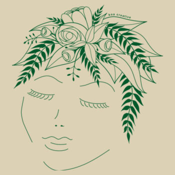 Flora Thoughts - Medium Calico Bag - Green Print Design