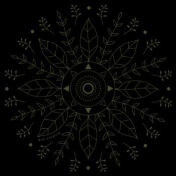 Leaf Mandala - Womens Shallow Scoop Tee - Olive Print Design