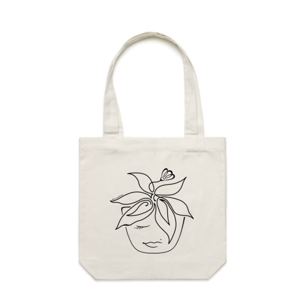 Blooming Pot Plant - Carrie Tote Bag - Black Print Thumbnail