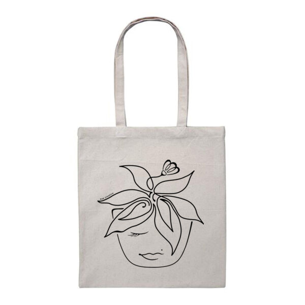 Blooming Pot Plant - Heavy Duty Canvas Tote Bag - Black Print Thumbnail