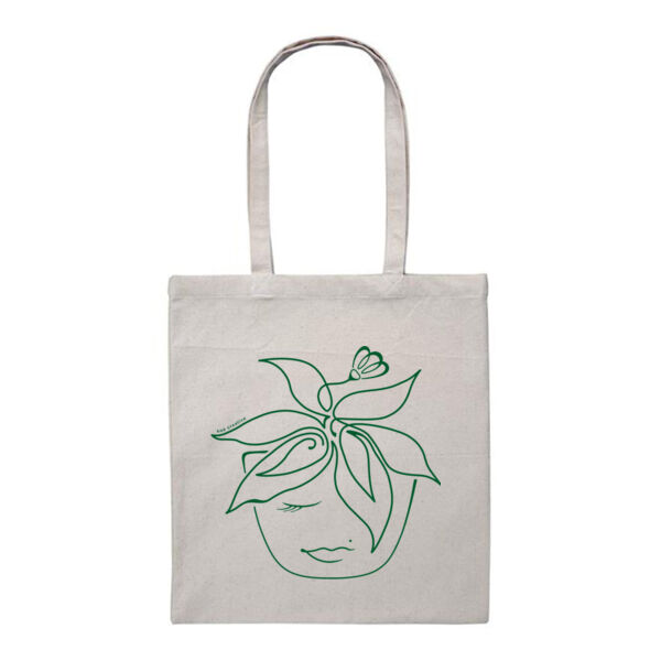 Blooming Pot Plant - Heavy Duty Canvas Tote Bag - Green Print Thumbnail