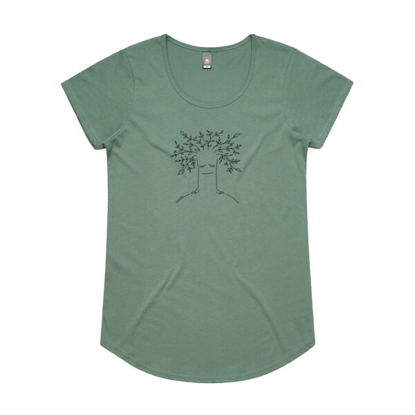 Tree Healing - Womens Mali Tee - Black Print Thumbnail