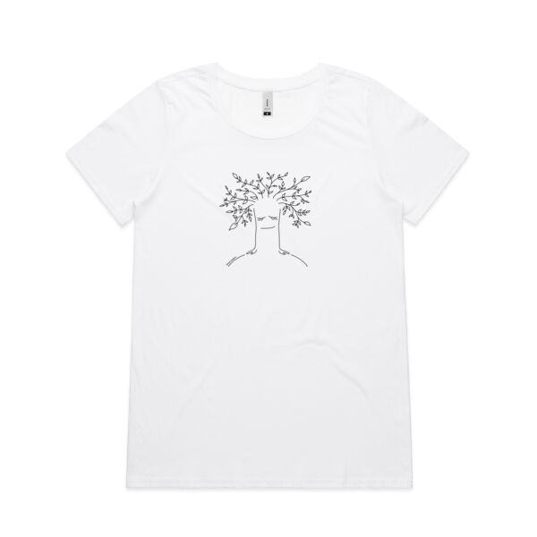 Tree Healing - Womens Shallow Scoop Tee - Black Print Thumbnail