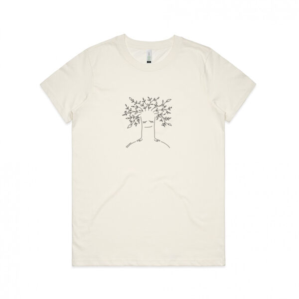 Tree Healing - Womens Maple Organic Tee - Black Print Thumbnail