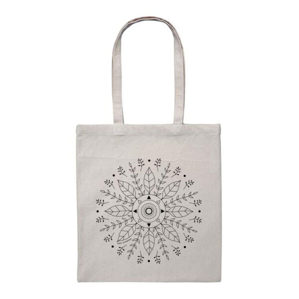Leaf Mandala - Heavy Duty Canvas Tote Bag - Black Print Thumbnail