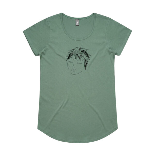 Flora Thoughts - Womens Mali Tee - Black Print Thumbnail