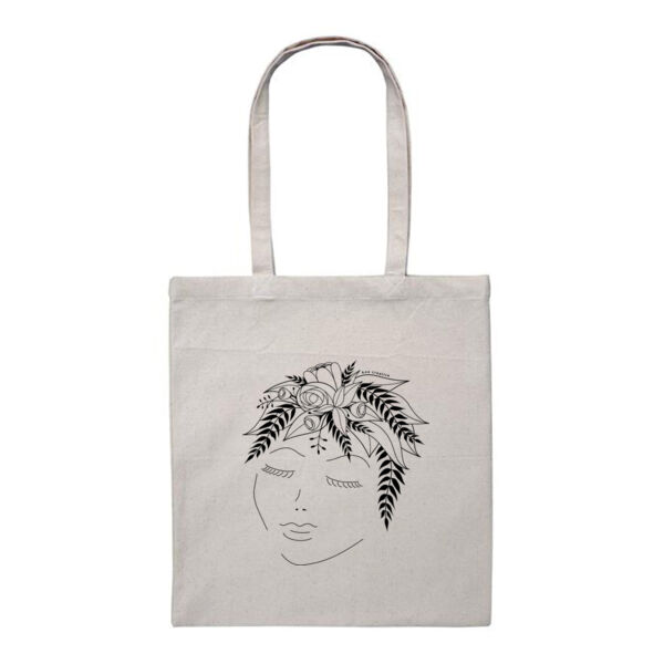 Flora Thoughts - Heavy Duty Canvas Tote Bag - Black Print Thumbnail