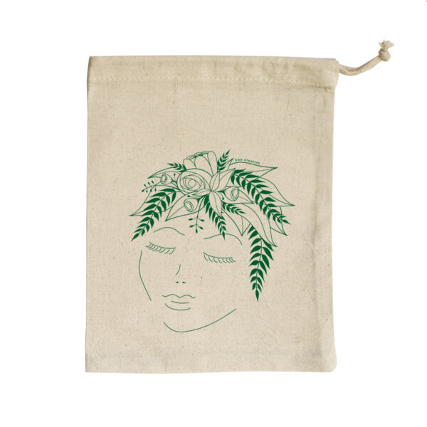 Flora Thoughts - Small Calico Bag - Green Print Thumbnail