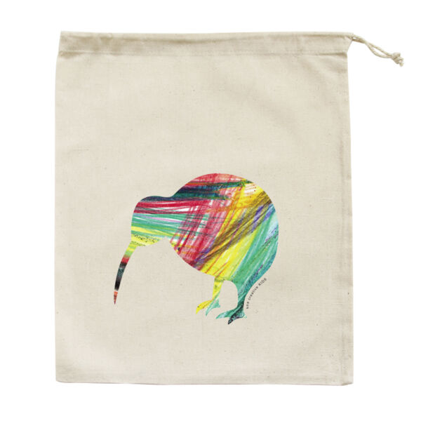 Rainbow Range - Kaleidoscope Kiwi - Medium Calico Bag Thumbnail