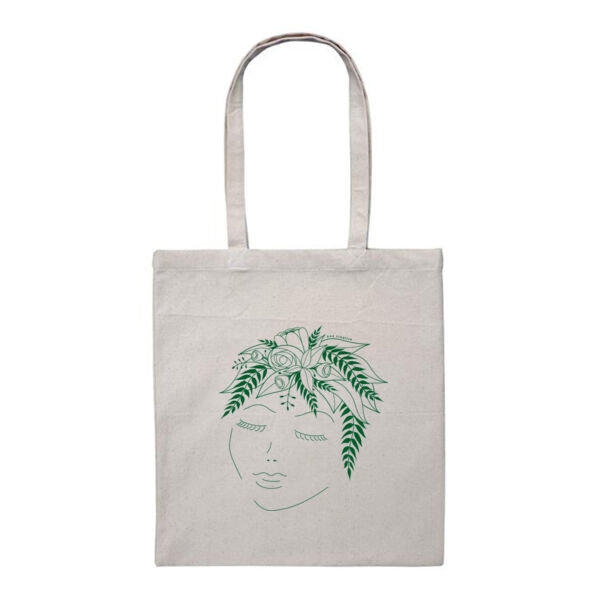 Flora Thoughts - Heavy Duty Canvas Tote Bag - Green Print Thumbnail