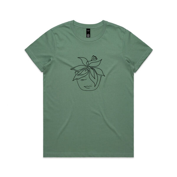 Blooming Pot Plant - Womens Maple Tee - Black Print Thumbnail