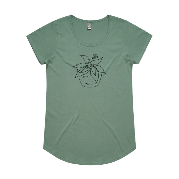 Blooming Pot Plant - Womens Mali Tee - Black Print Thumbnail