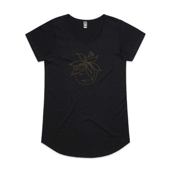 Blooming Pot Plant - Womens Mali Tee - Khaki Print Thumbnail