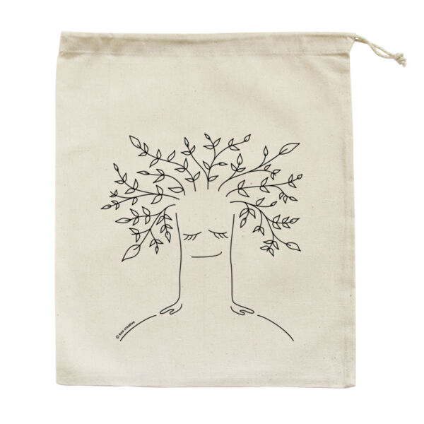 Tree Healing - Medium Calico Bag - Black Print Thumbnail