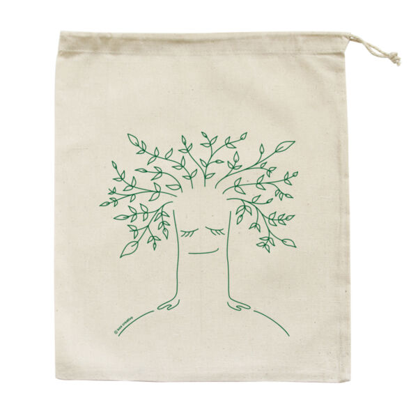 Tree Healing - Medium Calico Bag - Green Print Thumbnail