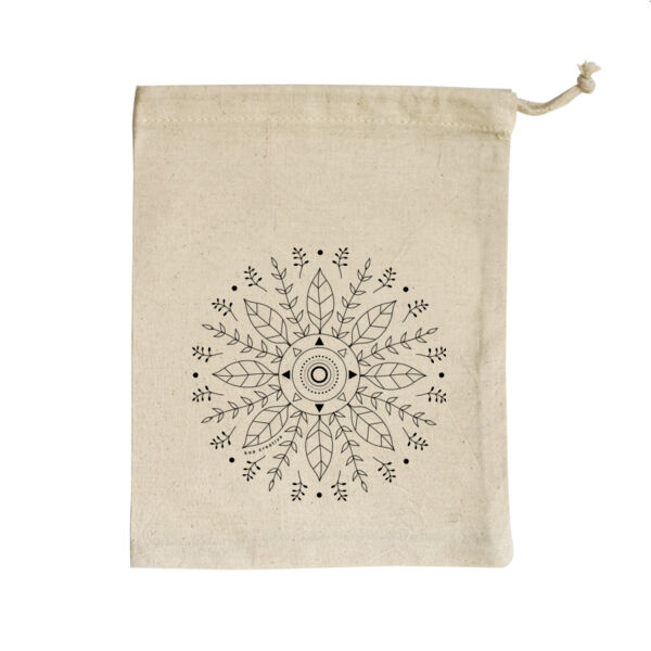 Leaf Mandala - Small Calico Bag - Black Print Thumbnail
