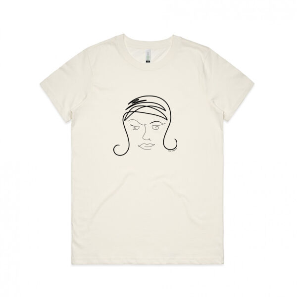 The 60's Flip - Womens Maple Organic Tee - Black Print Thumbnail