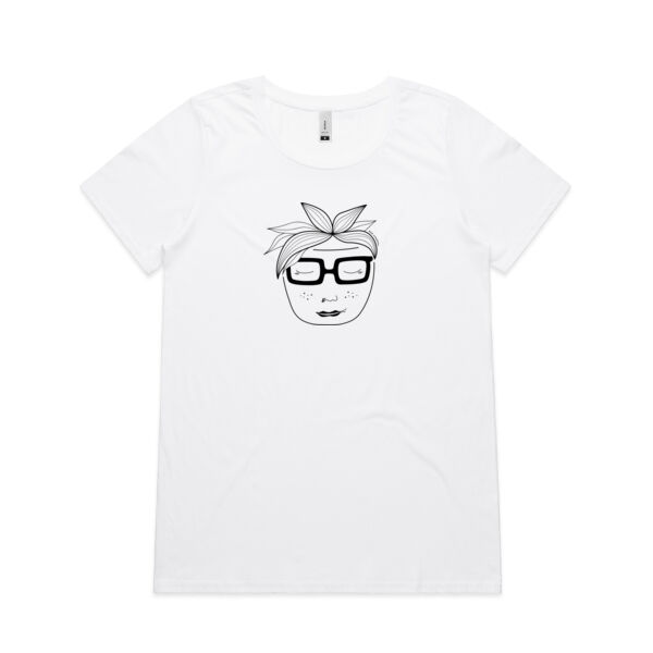 Houseplant Hettie - Womens Shallow Scoop Tee - Black Print Thumbnail